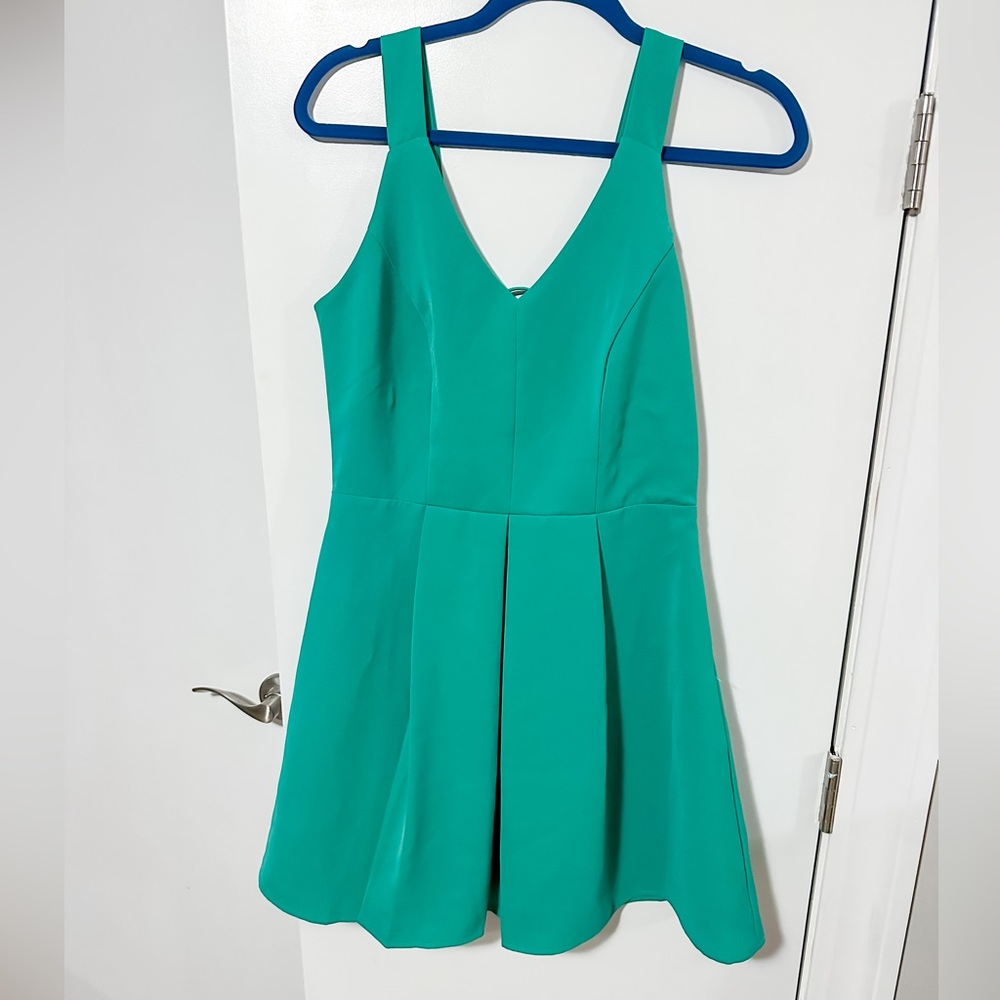 Green corset fit and flare dress